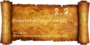 Kosztolánczi Helén névjegykártya